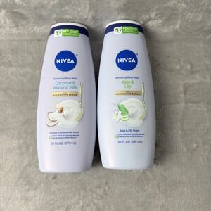 Nivea Body Wash Set 20oz Coconut Almond Milk Aloe Lily 2pk New